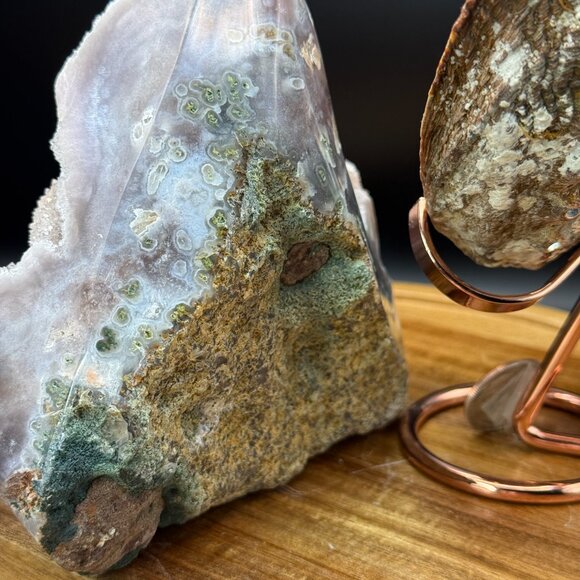 Pink Amethyst Sugar Druzy Free Form Specimen Crystal 1232g Moss Agate Geode - Picture 7 of 14